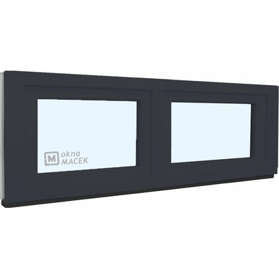 KNIPPING Plastové okno - 70 AD, 1800x500 mm, S/S, antracit Sklo: čiré, Barva, imitace: antracit/bílá (jednostranně)