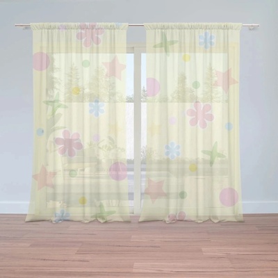 Sablio Záclony Kvetiny na žltej: 2ks 150x250cm