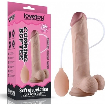 Lovetoy 9″ Soft Ejaculation Cock with Ball, mäkké realistické dildo s prísavkou 23,5 x 4,3 cm