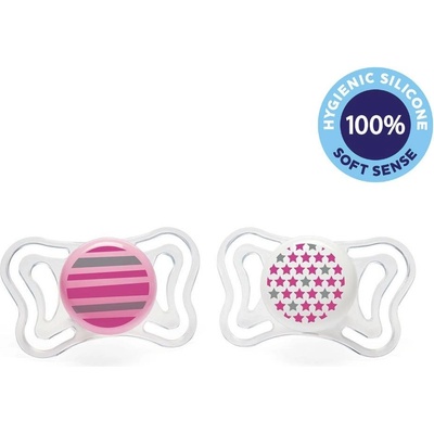 Chicco Physio Light silikon dievča prúžok/hviezdy 2 ks V000911