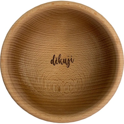 Bella Woods Dřevěná miska s gravírováním „děkuji“ ruční výroba 14 × 6,5 cm