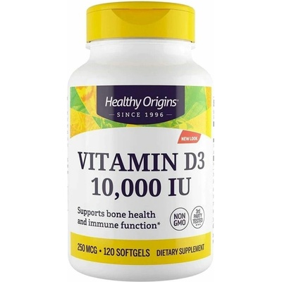 Healthy Origins Vitamín D3 10000 IU 120 mäkkých gélov
