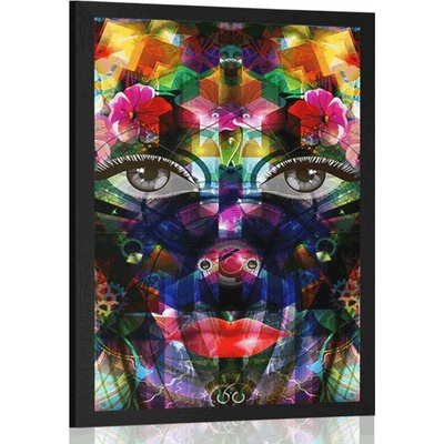 Plakát abstraktní ženská tvář - 20x30 black