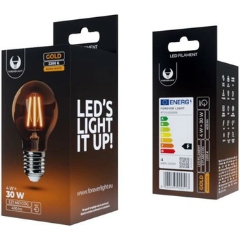Forever LED žárovka E27 A60 4W COG gold teplá bílá 2200K