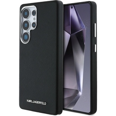 KARL LAGERFELD PU Saffiano Metal Logo and Frame MagSafe Case - дизайнерски кожен кейс с MagSafe за Samsung Galaxy S25 Ultra (черен)
