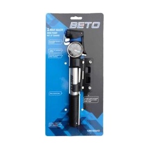BETO Мини помпа beto crh-033ag с манометър, двупосочна, 100 psi, сребристо-черна