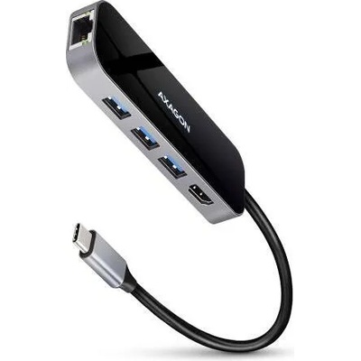 Докинг станция Axagon HMC-6GL, от USB-C към 1x USB C(PD), 3x USB-A, 1x HDMI, 1x RJ45, сребриста (HMC-6GL)