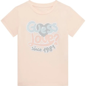 GUESS Бледо розова тениска за мини момиче с цветен надпис Guess Love