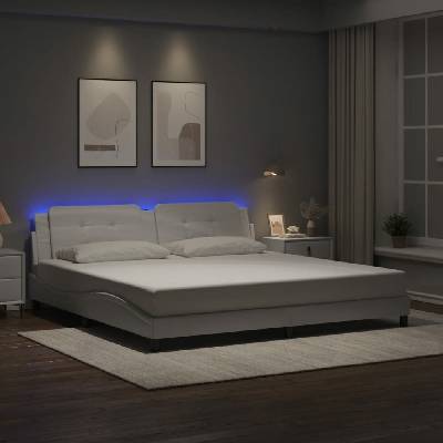 vidaXL 11461.3214132 Rám postele s LED bez matrace Zadar bílý