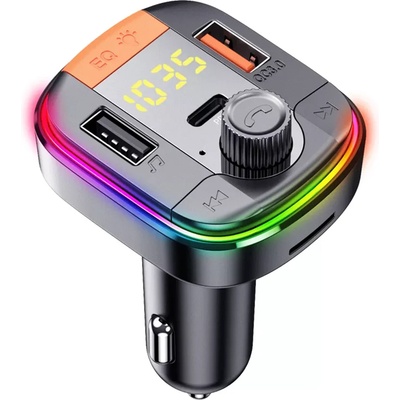 YESIDO Зарядно за кола с FM модулатор, LED дисплей, 2xUSB, Type-C, 18W - Yesido (Y45) - черно