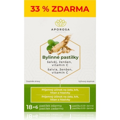 Aporosa Bylinné past. šalvěj + ženšen + vit.C 18 + 6 kapslí