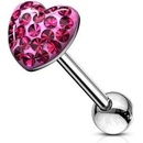 Šperky4U piercing do jazyku srdce PJ01059-P
