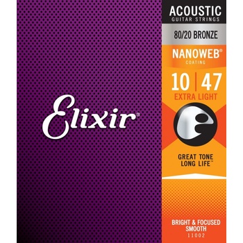 Elixir Acoustic Bronze 80/20 Nanoweb 11002 Extra Light