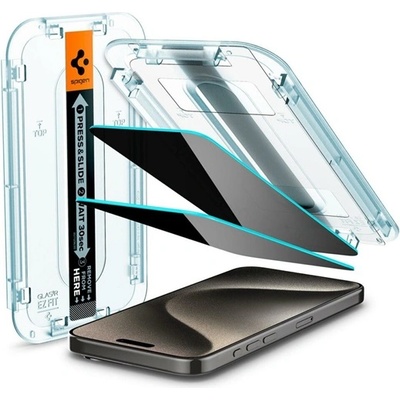 Spigen iPhone 15 Pro Max SPIGEN EZ FIT екранен протектор стъкло 2бр 2.5D, 9H + рамка, TRANSFER AGL06874 (AGL06874)