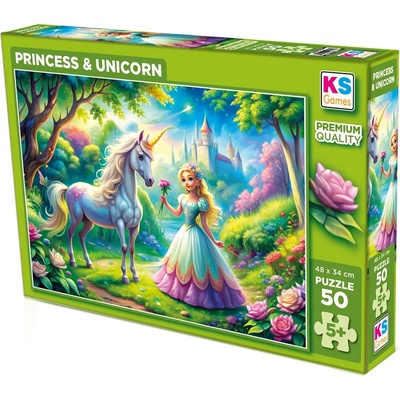 KS Games Пъзел KS Games от 50 части - Принцеса и еднорог (31755)