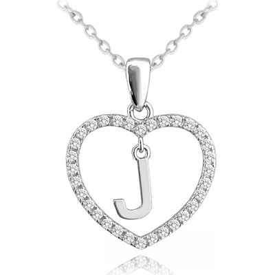 Minet Stříbrný písmeno v srdíčku J se zirkony JMAS900JSN45 – Zboží Dáma