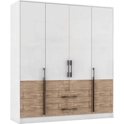 Мебели ДИМОВ Модулен гардероб Калифорния 183, 6 см бял гланц / антик