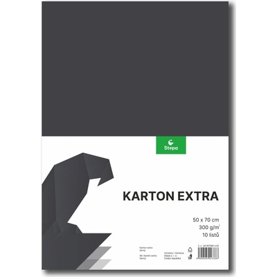 STEPA Barevný karton EXTRA 300g 50x70cm - černý 10listů
