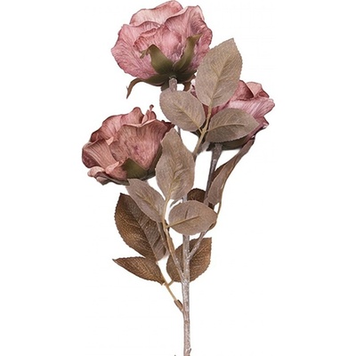 Růžová umělá květina růže s vintage nádechem - 83 cm - Clayre & Eef