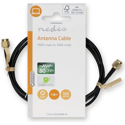 Nedis CSGL02000BK10 SMA кабел, позлатен, 50 ома, екраниран, 1 м (CSGL02000BK10)