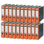 Leitz quality folders 180°, pack of 20, A4, 100 percent recycled cardboard, 8 cm spine width, cloud marble paper, orange spine, 10805045