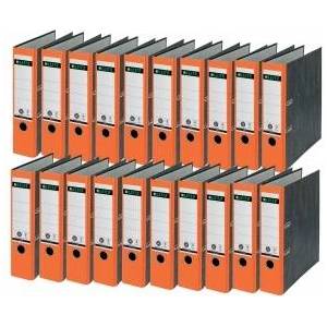 Leitz quality folders 180°, pack of 20, A4, 100 percent recycled cardboard, 8 cm spine width, cloud marble paper, orange spine, 10805045