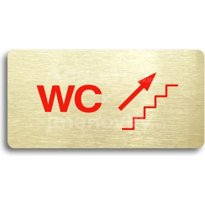 ACCEPT Piktogram WC VPRAVO NAHORU - zlatá tabulka - barevný tisk bez rámečku