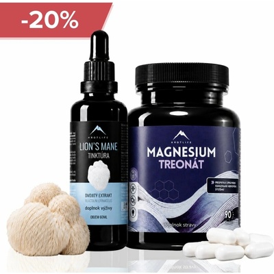 Hrotlife Nootropic bundle - Lion’s mane tinktúra 50 ml a Magnézium Treonát 90 kapsúl