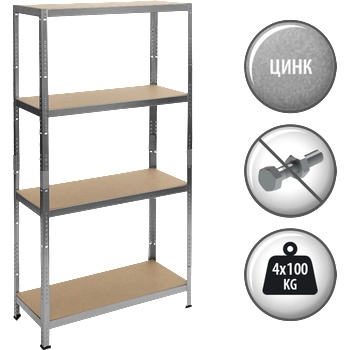 Carmen Метален стелаж Carmen CR-1011 - 160х80х40 см, до 100 кг на рафт - цинк