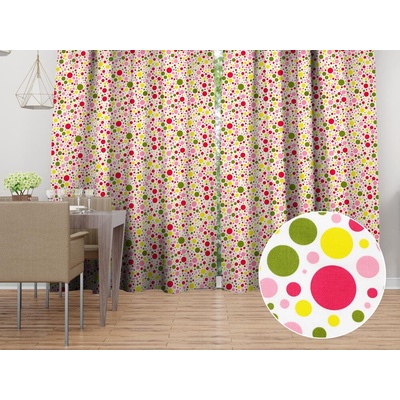 Biante Bavlnený záves Sandra SA-209 Ružové a žlté bodky na bielom 140x140 cm