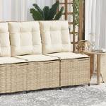 vidaXL Накланящ се градински диван с възглавници, бежов полиратан (368977)