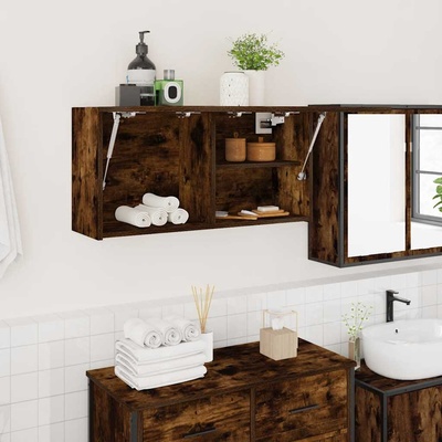 vidaXL Стенен шкаф за баня, опушен дъб, 80x25x40 см, инженерно дърво (860089)