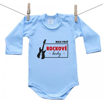 Boodyy Modré body s dlhým rukávom Moje prvé rockové body
