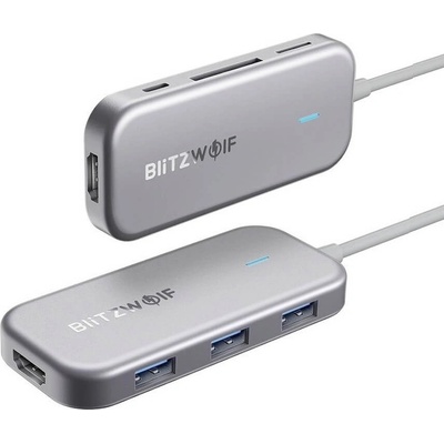BlitzWolf 7-in-1 USB-C Hub 4K 30Hz - мултифункционален хъб за свързване на допълнителна периферия за устройства с USB-C (тъмносив)