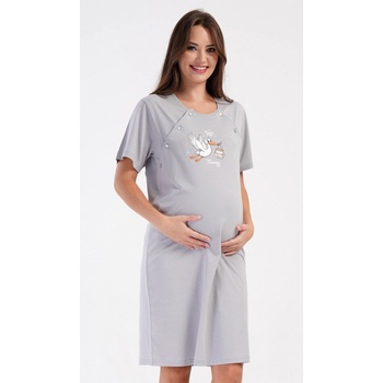 Materská nočná košeľa Bocian sivá