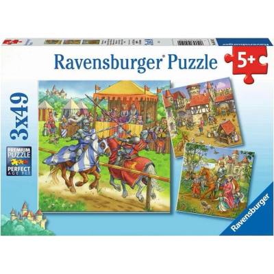 Ravensburger Пъзел Ravensburger от 3 x 49 части - Средновековни рицари (5150)