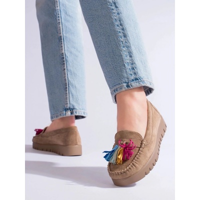 W. Potocki Komfortní béžové mokasíny dámské