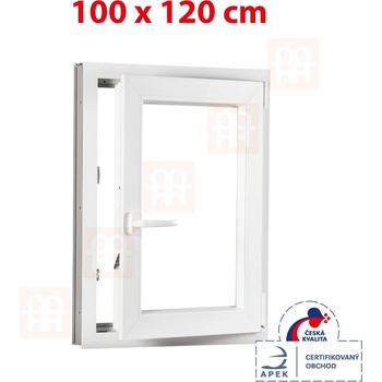 Okna Hned Plastové okno 100 x 120 cm (1000 x 1200 mm) bílé otevíravé i sklopné pravé
