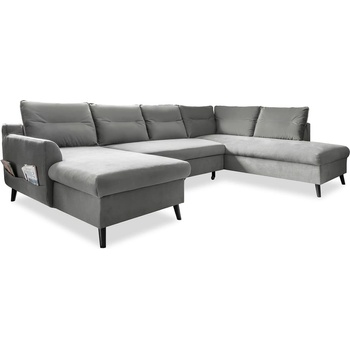 Miuform Светлосиво U-образно разтегателно канапе от кадифе, десен ъгъл Stylish Stan - Miuform (Stylish Stan LCBKL-2Q-HAEECR OTT4)