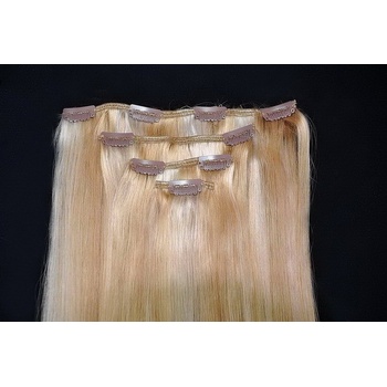 Clip-in 38 cm melír blond-blond (27/613) 7 pásků rovné lidské vlasy