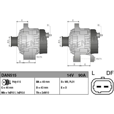 Alternátor DENSO (DE DAN515)