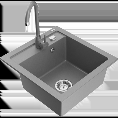 Vito гранитна мивка с 1 камера с кухненски смесител Telma, сиво (6503-71-670200-71)