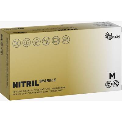 Nitril Sparkle Pearlescent Gold нитрилни ръкавици без пудра размер M 2x50 бр