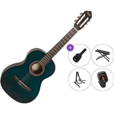 Valencia VC203 Premium SET Transparent Blue Класическа китара с размер 3/4