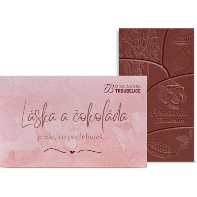 Čokoládovna Troubelice Čokoláda Láska a čokoláda růžová 45 g