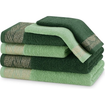 Restilo Зелени памучни хавлии и кърпи за баня в комплект от 6 бр. от тери Allium - Restilo (120010773)