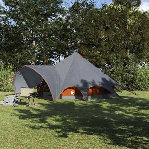 vidaXL Тент тип Teepee за 5 души 5-местен Сив и оранжев (42004013) Палатка