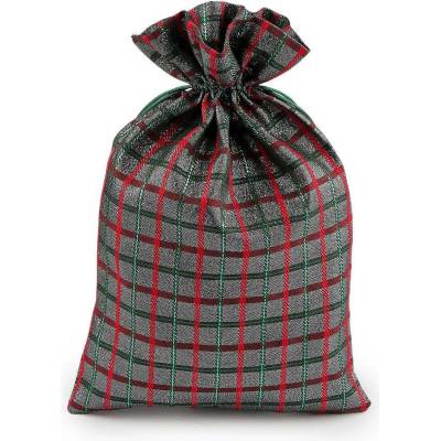 Vánoční dárkový pytlík káro s lurexem 20x30 cm Varianta: 1 stříbrná, Balení: 10 ks