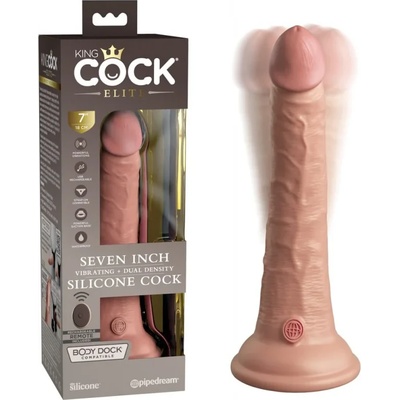 Пенис вибратор от силикон, двойна плътност, 21см. - King Cock Elite Light (PIPE577721)