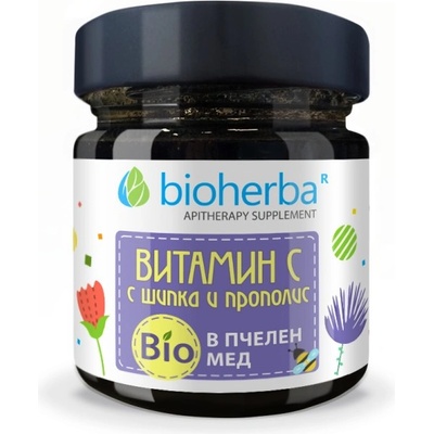 Bioherba Bio Honey with Vitamin C, Rose Hips and Propolis [280 грама]